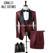 Load image into Gallery viewer, 2019 Elegant Brand Classic Men Suits 3 Piece Navy Blue Groom Suit Smoking Tuxedo Jacket Wedding Suits For Men Best Man Blazer