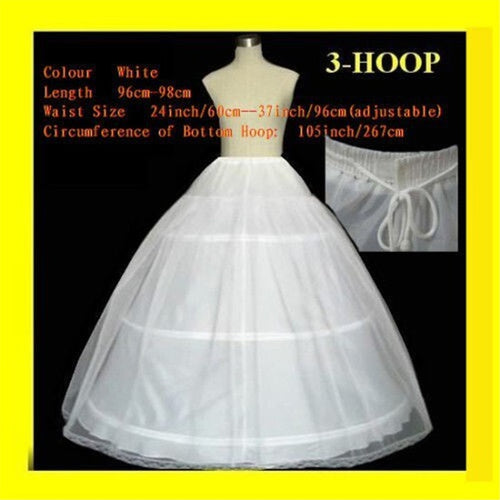 EHot sale 50% off 3 HOOP Ball Gown BONE FULL CRINOLINE PETTICOAT WEDDING SKIRT SLIP H-3