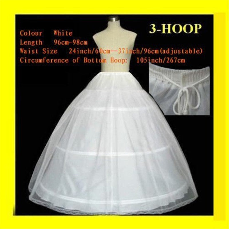 EHot sale 50% off 3 HOOP Ball Gown BONE FULL CRINOLINE PETTICOAT WEDDING SKIRT SLIP H-3