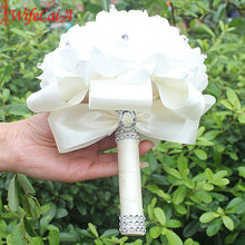 Load image into Gallery viewer, Cheapest PE Rose Bridesmaid Wedding Foam flowers Rose Bridal bouquet Ribbon Fake Wedding bouquet de noiva 14 Color