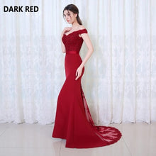 Load image into Gallery viewer, BEPEITHY Robe De Soiree Mermaid Burgundry Long Evening Dress Party Elegant Vestido De Festa Long Prom Gown 2020 With Belt