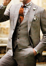 Load image into Gallery viewer, Light Blue plaid Cloth Men Suit /Notch Lapel Two Button Men Suits Prom/Bridegroom Suits/Weddding Suit For Men(Jacket+pant)