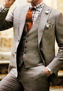 Light Blue plaid Cloth Men Suit /Notch Lapel Two Button Men Suits Prom/Bridegroom Suits/Weddding Suit For Men(Jacket+pant)