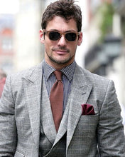Load image into Gallery viewer, Custom Made Light Blue Two Button Street Style Men Slim Fit Suit /Notch Lapel Groomsmen Men Wedding Suits(jacket+pant+vest)