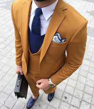Load image into Gallery viewer, Custom Made Light Blue Two Button Street Style Men Slim Fit Suit /Notch Lapel Groomsmen Men Wedding Suits(jacket+pant+vest)