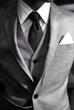 Load image into Gallery viewer, Custom Made Light Blue Two Button Street Style Men Slim Fit Suit /Notch Lapel Groomsmen Men Wedding Suits(jacket+pant+vest)