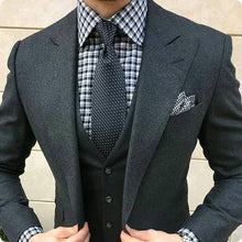 Load image into Gallery viewer, Custom Made Light Blue Two Button Street Style Men Slim Fit Suit /Notch Lapel Groomsmen Men Wedding Suits(jacket+pant+vest)
