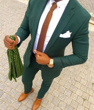 Load image into Gallery viewer, Custom Made Light Blue Two Button Street Style Men Slim Fit Suit /Notch Lapel Groomsmen Men Wedding Suits(jacket+pant+vest)