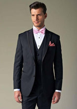 Load image into Gallery viewer, Custom Made Light Blue Two Button Street Style Men Slim Fit Suit /Notch Lapel Groomsmen Men Wedding Suits(jacket+pant+vest)