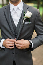 Load image into Gallery viewer, Custom Made Light Blue Two Button Street Style Men Slim Fit Suit /Notch Lapel Groomsmen Men Wedding Suits(jacket+pant+vest)