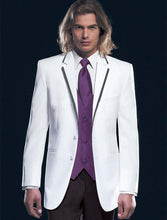 Load image into Gallery viewer, Custom Made Light Blue Two Button Street Style Men Slim Fit Suit /Notch Lapel Groomsmen Men Wedding Suits(jacket+pant+vest)