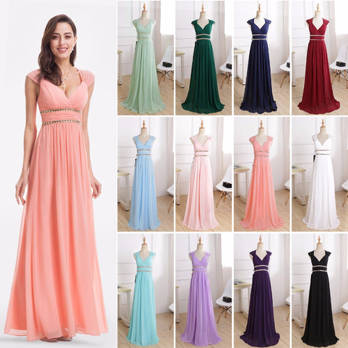Formal Evening Dresses Long EP08697 Ever Pretty Women Elegant Navy Blue White V neck Sleeveless Empire Evening Dresses 2019 New