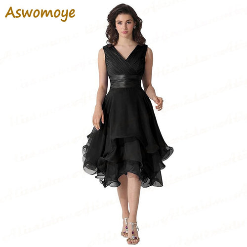 ASWOMOYE Short Bridesmaid Dresses Chiffon 2020 New Design Elegant Wedding Party Dress Formal Prom Dressesrobe de soiree
