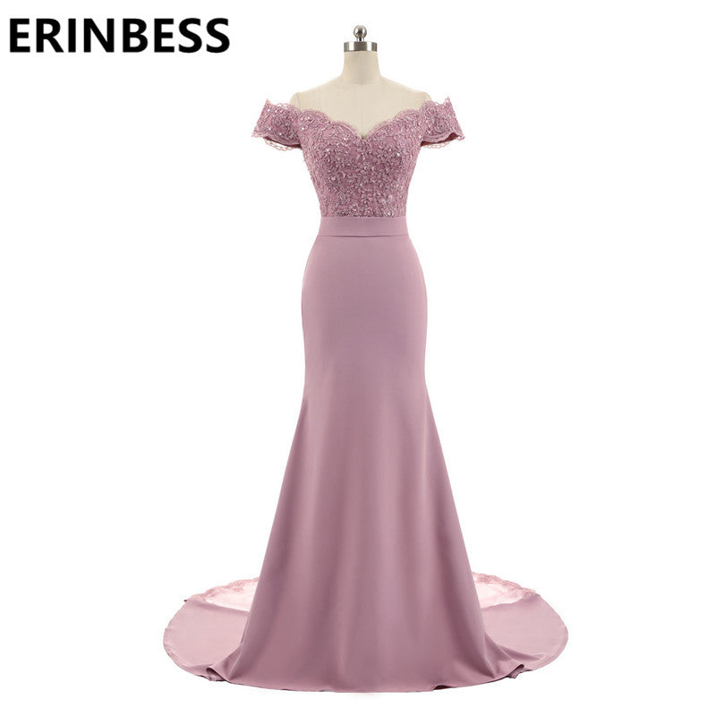 New Arrival Pink V Neck Cap Sleeve Vintage Lace Appliques Beaded Mermaid Bridesmaid Dresses Party Gowns Vestido De Festa