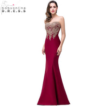 Load image into Gallery viewer, Sexy Backless Appliques Burgundy Mermaid Lace Long Prom Dresses  Royal Blue Black Evening Party Dress Vestido de Festa Longo