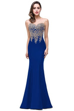 Load image into Gallery viewer, Sexy Backless Appliques Burgundy Mermaid Lace Long Prom Dresses  Royal Blue Black Evening Party Dress Vestido de Festa Longo