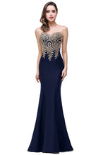 Load image into Gallery viewer, Sexy Backless Appliques Burgundy Mermaid Lace Long Prom Dresses  Royal Blue Black Evening Party Dress Vestido de Festa Longo