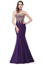 Load image into Gallery viewer, Sexy Backless Appliques Burgundy Mermaid Lace Long Prom Dresses  Royal Blue Black Evening Party Dress Vestido de Festa Longo