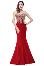 Load image into Gallery viewer, Sexy Backless Appliques Burgundy Mermaid Lace Long Prom Dresses  Royal Blue Black Evening Party Dress Vestido de Festa Longo