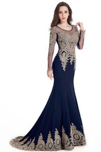 Load image into Gallery viewer, Real Image Cheap Burgundy Long Sleeve Mermaid Lace Prom Dresses Sexy Sheer Back Evening Party Dress Vestido de Festa Longo