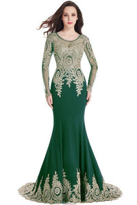 Real Image Cheap Burgundy Long Sleeve Mermaid Lace Prom Dresses Sexy Sheer Back Evening Party Dress Vestido de Festa Longo