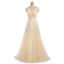 Load image into Gallery viewer, FADISTEE Vestido De Festa Sweet pink Lace V-neck Long Evening Dress Bride Party Sexy Backless beads pearls Prom Dresses