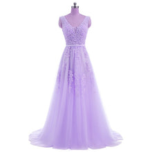 Load image into Gallery viewer, FADISTEE Vestido De Festa Sweet pink Lace V-neck Long Evening Dress Bride Party Sexy Backless beads pearls Prom Dresses