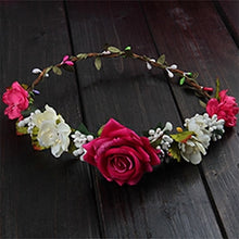 Load image into Gallery viewer, Women Wedding Flower Hair Garland Crown Headband Floral Rose Handmade Vacation