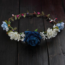 Load image into Gallery viewer, Women Wedding Flower Hair Garland Crown Headband Floral Rose Handmade Vacation
