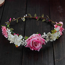 Load image into Gallery viewer, Women Wedding Flower Hair Garland Crown Headband Floral Rose Handmade Vacation