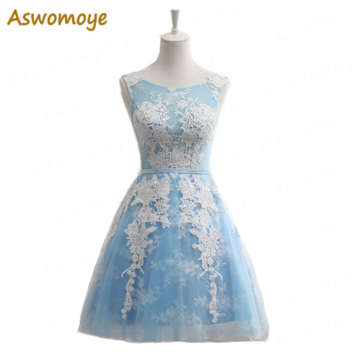 ALIMIDA Short Evening Dress 2020 New Appliques Prom Party Dress Women A-Line Formal Dresses Silver Pink robe de soiree