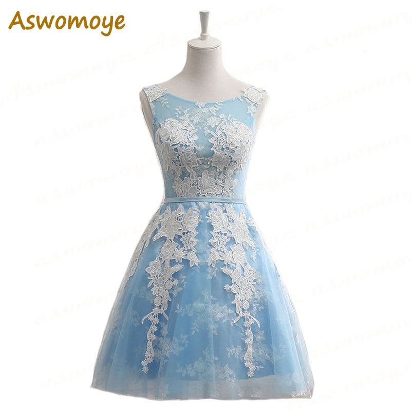 ALIMIDA Short Evening Dress 2020 New Appliques Prom Party Dress Women A-Line Formal Dresses Silver Pink robe de soiree