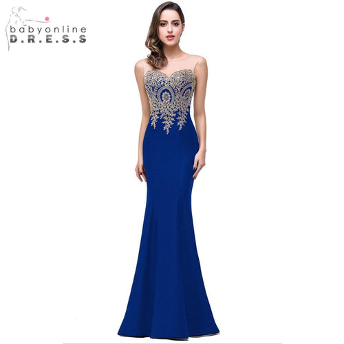 Robe Demoiselle D'honneur Elegant Appliques Lace Royal Blue Bridesmaid Dresses Cheap Wedding Party Dress Robe de Soiree