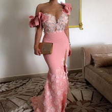 Load image into Gallery viewer, Floral Evening Dress Long Elegant abiye abendkleider abiti da cerimonia da sera Pink Evening Dresses Appliques Robe De Soiree