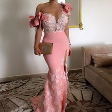 Load image into Gallery viewer, Floral Evening Dress Long Elegant abiye abendkleider abiti da cerimonia da sera Pink Evening Dresses Appliques Robe De Soiree