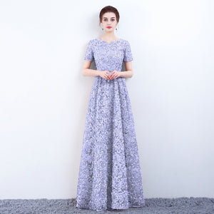 With Pockets Fashion Khaki Lace Prom Dress Simple Floor-length Party Formal Evening Gown