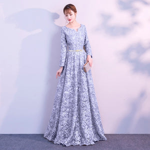 With Pockets Fashion Khaki Lace Prom Dress Simple Floor-length Party Formal Evening Gown
