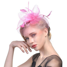 Load image into Gallery viewer, Lady Women Fascinator Mesh Flower Hair Clip Feather Hat Wedding Party Bridal New