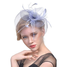 Load image into Gallery viewer, Lady Women Fascinator Mesh Flower Hair Clip Feather Hat Wedding Party Bridal New