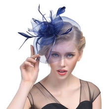 Load image into Gallery viewer, Lady Women Fascinator Mesh Flower Hair Clip Feather Hat Wedding Party Bridal New