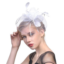 Load image into Gallery viewer, Lady Women Fascinator Mesh Flower Hair Clip Feather Hat Wedding Party Bridal New