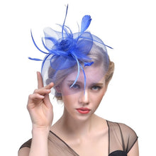 Load image into Gallery viewer, Lady Women Fascinator Mesh Flower Hair Clip Feather Hat Wedding Party Bridal New