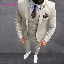 Load image into Gallery viewer, Latest Coat Pant Designs Beige Men Suit Prom Tuxedo Slim Fit 3 Piece Groom Wedding Suits For Men Custom Blazer Terno Masuclino