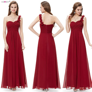 Wedding Bridesmaid Dresses Ever Pretty EP09768 Fashion Women Flower One Shoulder Chiffon Padded Long Bridesmaid Dresses 2020