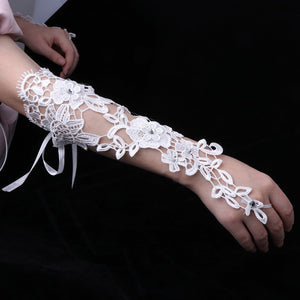 Wedding Bride Gloves Lace Bridal Dress Luxury Long Fingerless Accessories Party