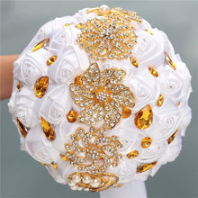 Load image into Gallery viewer, 8 styles new white wedding bride holding flowers artificial bouquet ribbon rhinestone pearl bouquet decoration bride groom dance