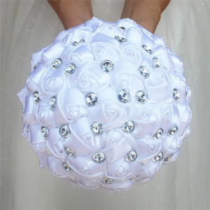 8 styles new white wedding bride holding flowers artificial bouquet ribbon rhinestone pearl bouquet decoration bride groom dance
