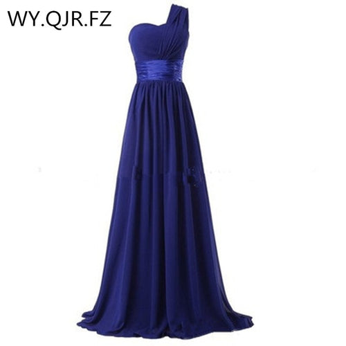 QNZL70L#One-shoulder back zip red gray chiffon long plus size wedding party toast dress 2020 Bridesmaid Dresses wholesale Custom