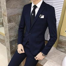 Load image into Gallery viewer, 2pcs/set 2019 new fashion Korean style Slim Black Mens suit with pants High quality wedding suits for men dress Clothing men&#39;s