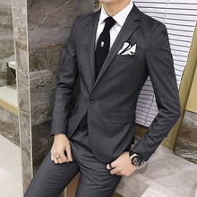 Load image into Gallery viewer, 2pcs/set 2019 new fashion Korean style Slim Black Mens suit with pants High quality wedding suits for men dress Clothing men&#39;s